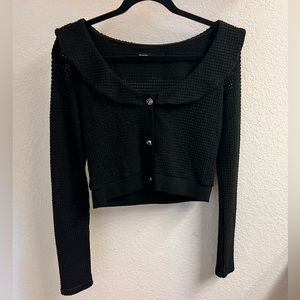 Disturbia boat neck ruffle knit cardigan sweater size women’s uk 14